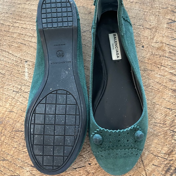 Balenciaga flats Green suede 36.5 - Picture 4 of 8